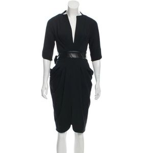 Catherine Malandrino leather-trimmed midi dress